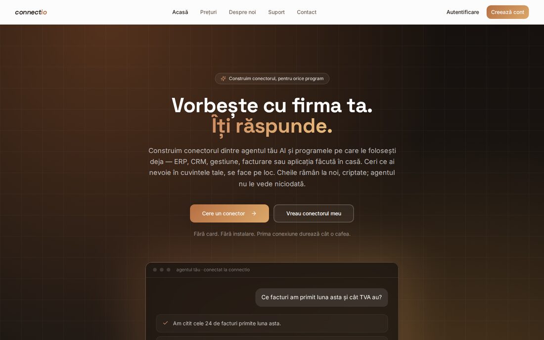 Preview connectio — pagina principală